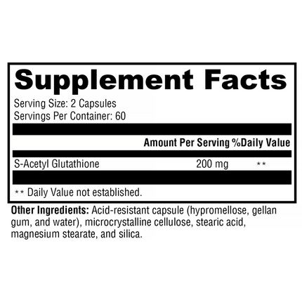 Xymogen S-Acetyl Glutathione 120 C Supplement Facts