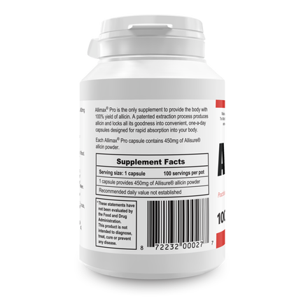 Allimax International Allimax PRO 450 mg 100 vcaps Supplement Facts 