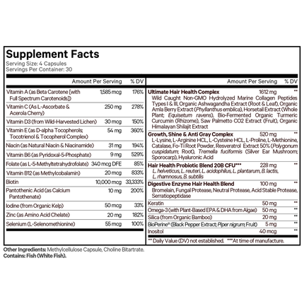 CodeAge Hair Vitamins 120 caps Supplement Facts 