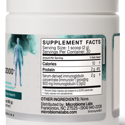 Mirobiome Labs MegaIgG2000 Powder Supplement Facts 