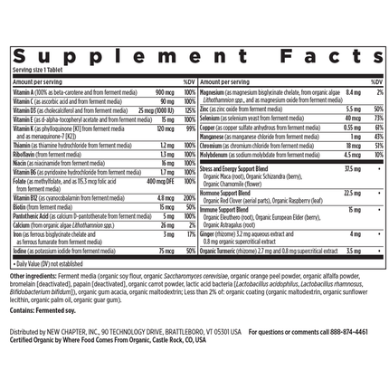 New Chapter Every Woman's One Daily 72 tabs Supplement Facts