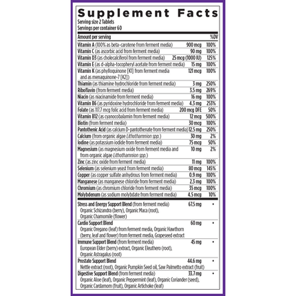 New Chapter Men's Advanced Multivitamin 120 tabs Supplement Facts