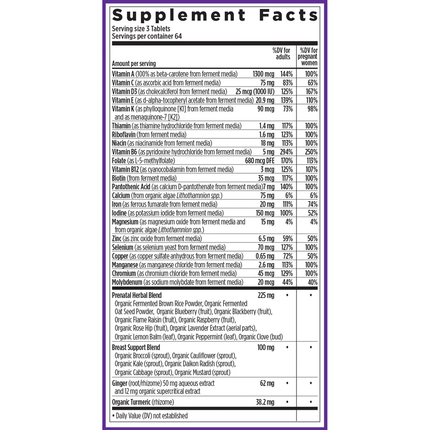 New Chapter Perfect Prenatal MultiVitamin 192 tabs Supplement Facts