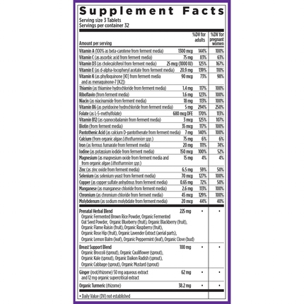 New Chapter Perfect Prenatal MultiVitamin 96 tabs Supplement Facts