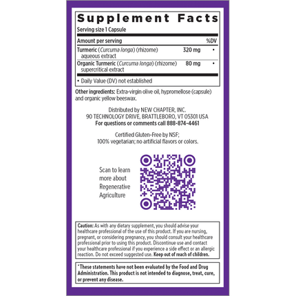New Chapter Turmeric Force 120 vegcaps Supplement Facts