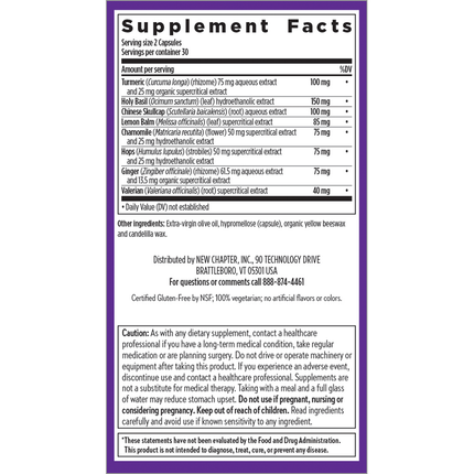 New Chapter Turmeric Force Nighttime 60 vegcaps Supplement Facts