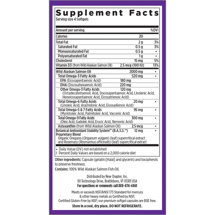 New Chapter Wholemega 500 mg 90 softgels Supplement Facts