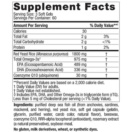 Nordic Naturals ProOmega Cholesterol Support 180 soft gel  Supplement Facts 