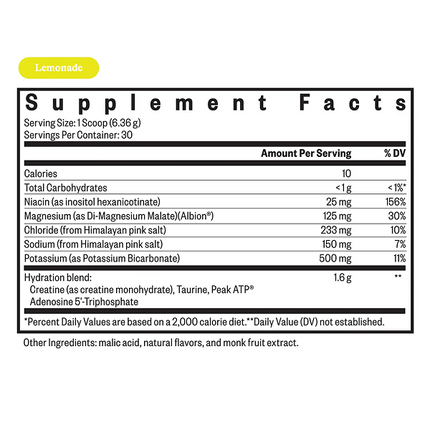 Seeking Health Optimal Electrolyte Lemonade 30 Servings Supplement Facts