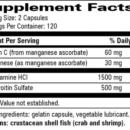 Progressive Labs G/C 1000 240 caps Supplement Facts 