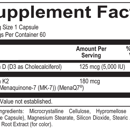 Vitamin D 5,000 + K2 60 caps