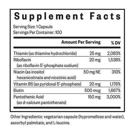 Seeking Health B-Minus 100 Capsules Supplement Facts