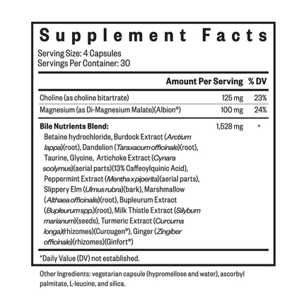 Seeking Health Gallbladder Nutrients 120 Capsules Supplement Facts 