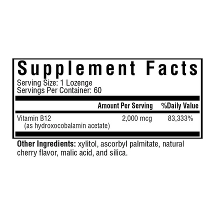 Seeking Health Hydroxo B12 60 Lozenges Supplement Facts