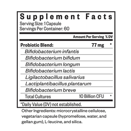 Seeking Health ProBiota HistaminX 60 Capsules Supplement Facts