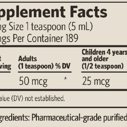 Sovereign Silver Silver Hydrosol 32 fl oz Supplement Facts 