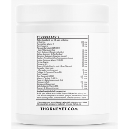 Thorne Research Veterinary Immugen 90 chews Supplement Facts 
