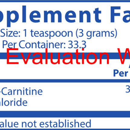 Vital Nutrients Acetyl L-Carnitine Powder 100 gms Supplement Facts 