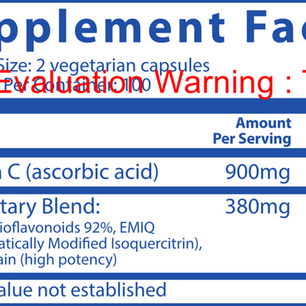 Vital Nutrients Aller-C 200 caps Supplement Facts 