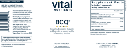 Vital Nutrients BCQ 240 caps Supplement Facts 