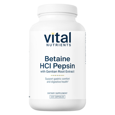 Vital Nutrients Betaine HCL w/Pepsin & Gentian 225 caps 