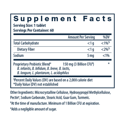 Vita Nutrients Hyperbiotics PRO-Bifido 50+ Probiotic  Supplement Facts 