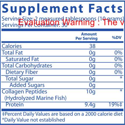 Vital Nutrients Marine Collagen Type I & III 30 serving Supplement Facts 