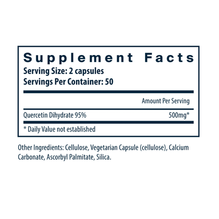 Vital Nutrients Quercetin 250 mg 100 caps Supplement Facts 
