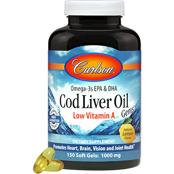 Carlson Labs Cod Liver Oil Low Vit A Lemon 150 gels