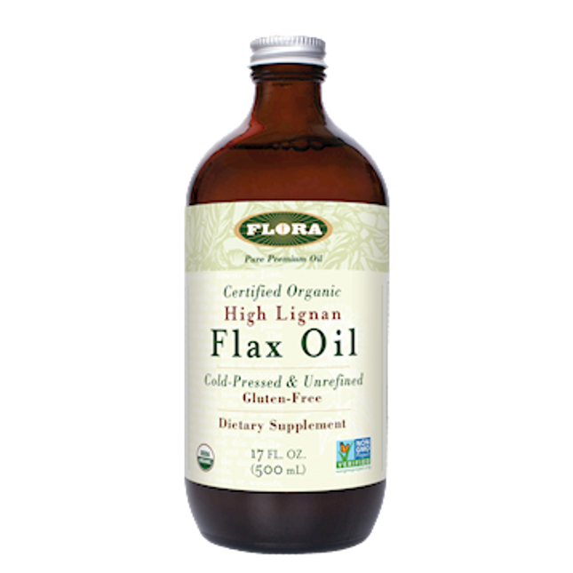 Flora High Lignan Flax Oil Certified Org 17 oz
