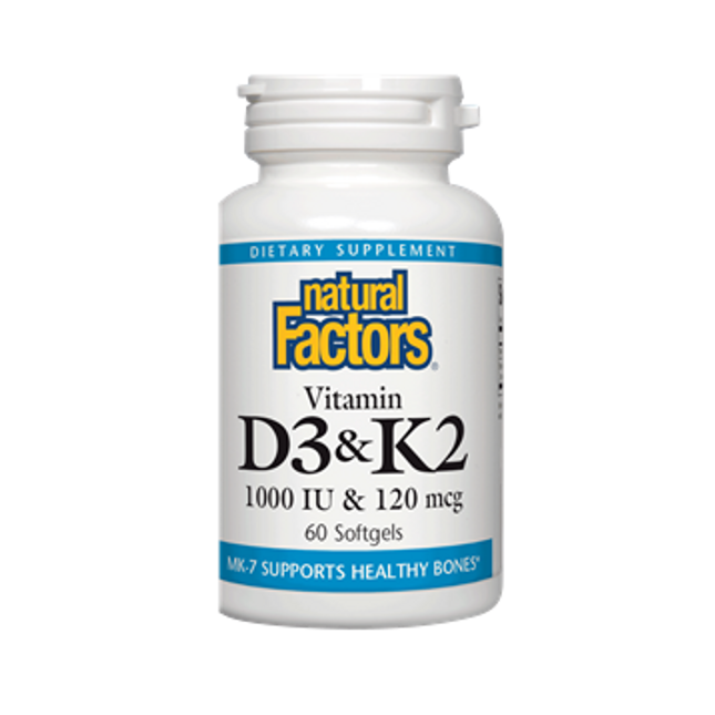 Natural Factors Vitamin D3 & K2 60 softgels