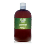 Sea Chi Organics Lemongrass Body Wash 480ml / 16oz Amber plastic bottle w/ white flip cap