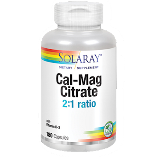 Solaray Cal Mag D-3 Citrate 2:1 180 caps