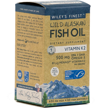 Wiley's Finest Wild Alaskan Fish Oil Vit K2 60 softgels